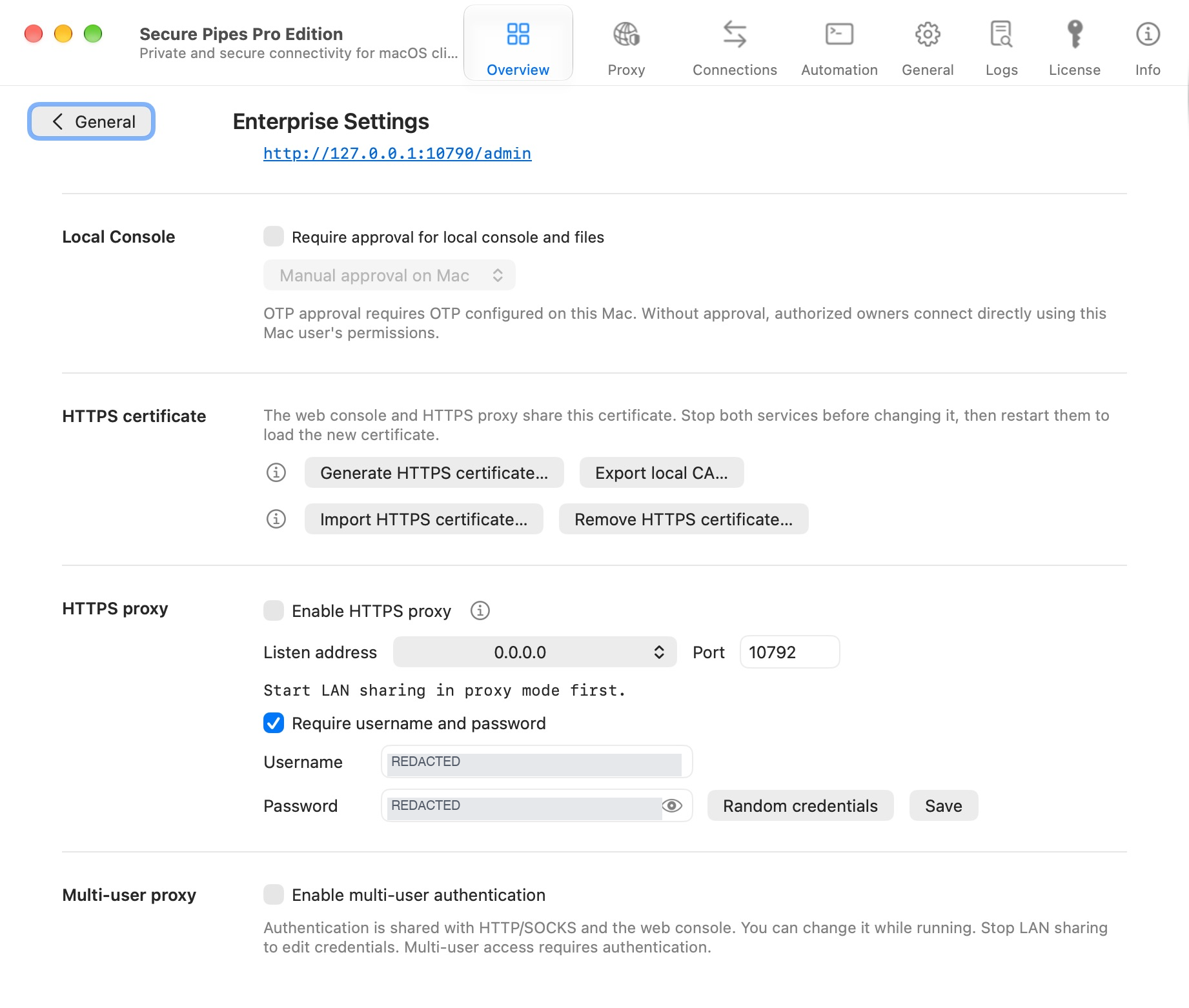 Shared proxy authentication in Enterprise Settings